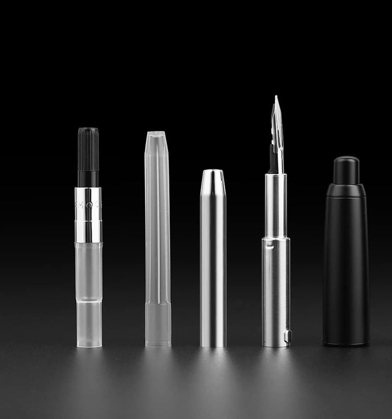 erofa Majohn A1 Press Fountain Pen with Box, Retractable Extra Fine Nib Metal Matte Black Ink Pen with Converter for Writing (No Clip Version) - Image 3
